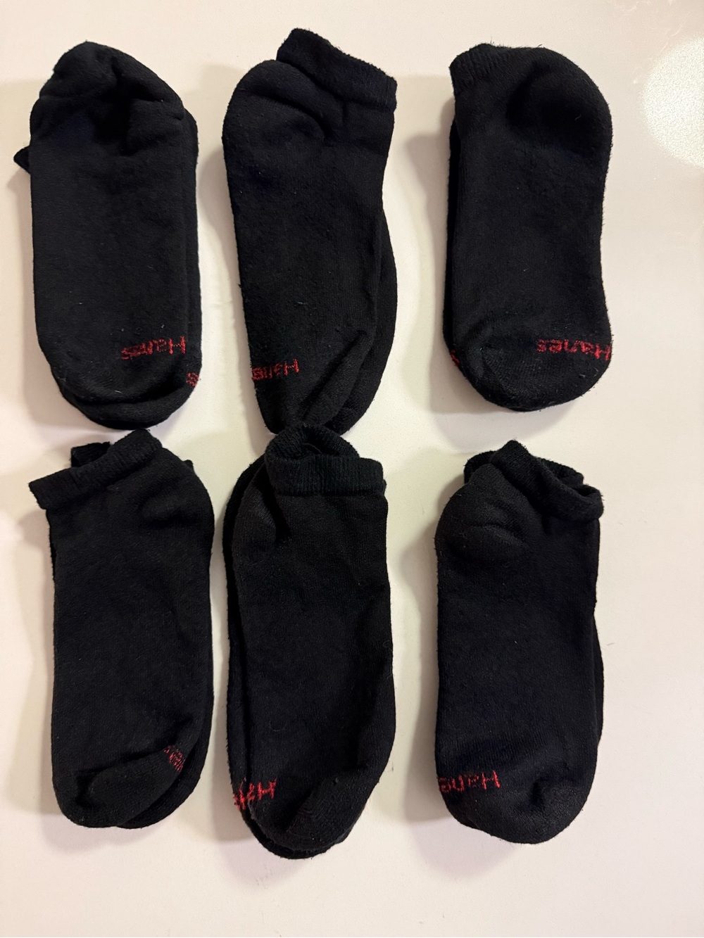 Hanes Men's Black Low-Cut Athletic No-Show Socks - 6 Pack